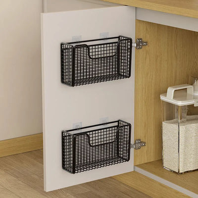 Punch-free Kitchen Cabinet Door Storage Box Iron Rack Wall-mounted Cabinet Plastic Wrap Rack Bathroom Refrigerator Rack by Smarsty