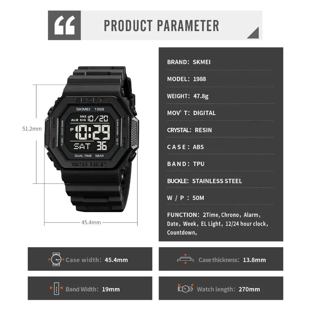 SKMEI Military Countdown Chrono Watch for Men - Smarsty