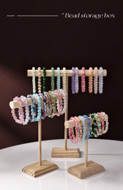 Solid Wood Jewelry Display Stand With Wooden Base - Smarsty