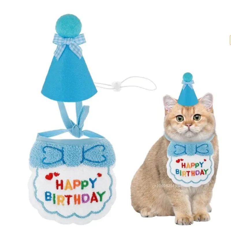 Adjustable Pet Birthday Hat and Bandana Set - Smarsty