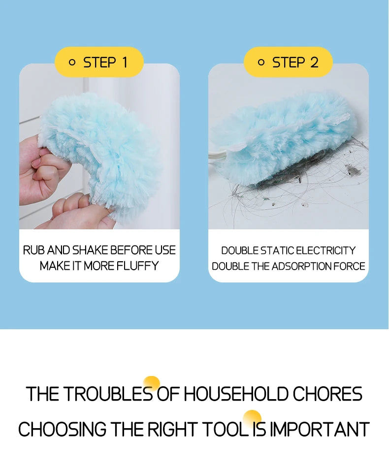 Double sided 360 ° electrostatic dust duster is used for large-scale cleaning of dust, spider webs, and disposable dust collecto - Smarsty
