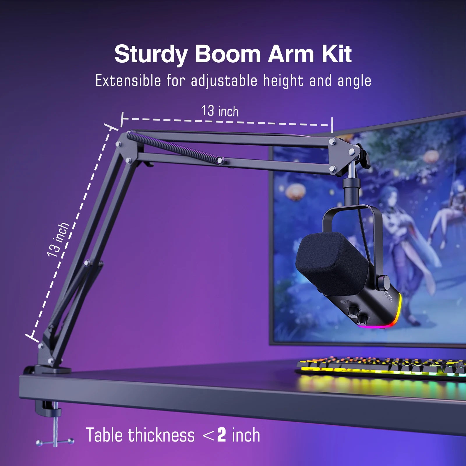 FIFINE Dynamic XLR Microphone Kit with RGB Control - Smarsty