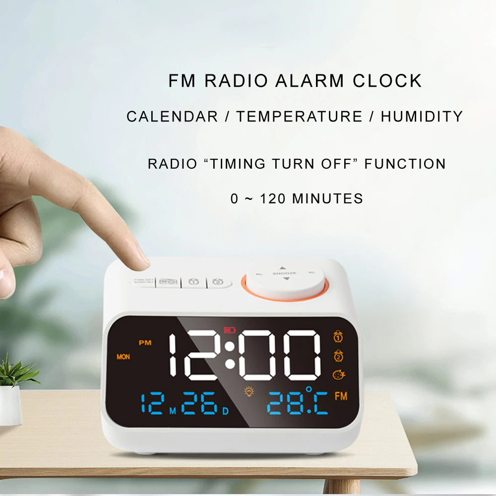 Modern FM Radio LED Alarm Clock with Temperature Display - Smarsty