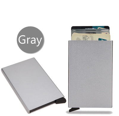 Rfid Credit Card Holder Metal Thin Slim Smart Wallet Men Women Wallets Pop Up Minimalist Small Black Purse Mini Walets for Men - Smarsty