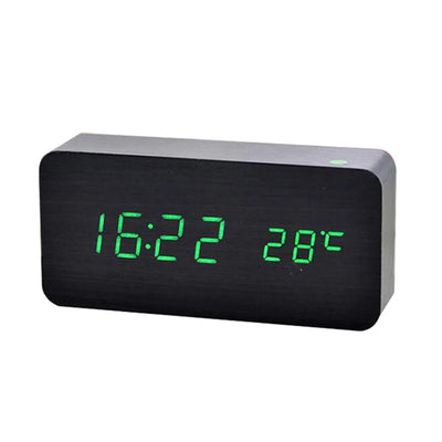 Wooden Digital Alarm Clock with Temperature Display - Smarsty