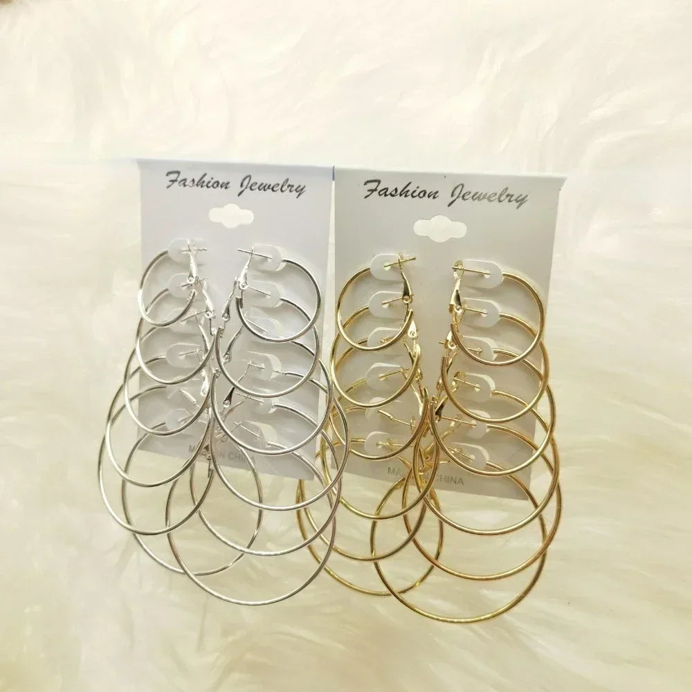 Big Circle Hoop Earrings Set for Women - Smarsty