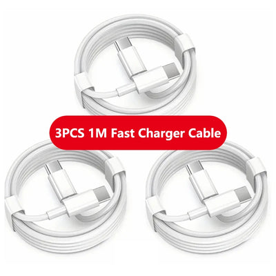 3PCS PD 100W USB C to USB Type C Cable Fast Charge Data Cable For Iphone 15 15Pro Huawei Samsung Xiaomi Data Line White 1M 2M - Smarsty