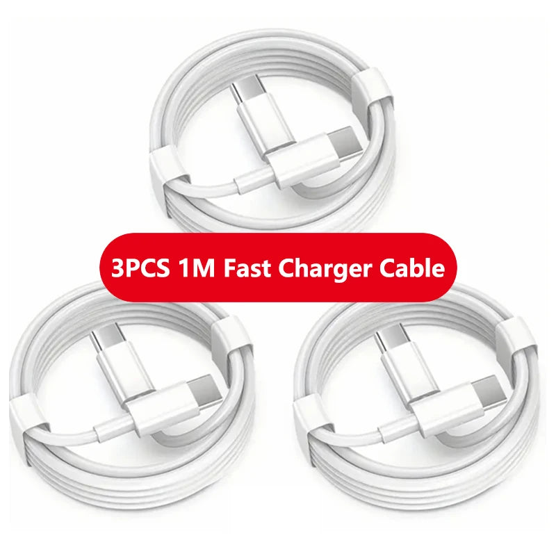 3PCS PD 100W USB C to USB Type C Cable Fast Charge Data Cable For Iphone 15 15Pro Huawei Samsung Xiaomi Data Line White 1M 2M - Smarsty