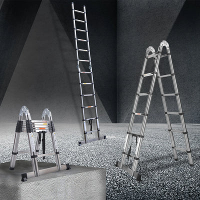 DayPlus Telescoping Ladder Stainless Steel Folding Ladder Portable Extendable Loft Ladder Capacity Max Load 150kg/330lb,EN131 - Smarsty