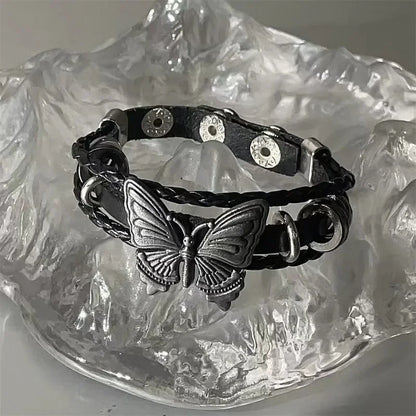 Unisex PU Leather Punk Bracelet with Spikes and Skull - Smarsty