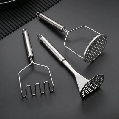 Stainless Steel Potato Masher Manual Fruit Vegetable Pressure Mud Machine Kitchen Children Food Crusher Complementary Gadget by Smarsty