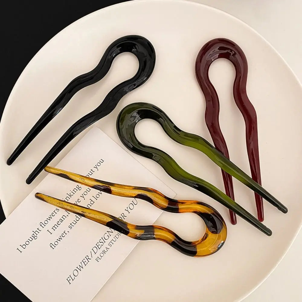 Fashion U-Shaped Tortoiseshell Hair Fork for Women - Smarsty