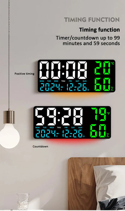 Digital Wall Clock with Remote Control and Humidity Display - Smarsty