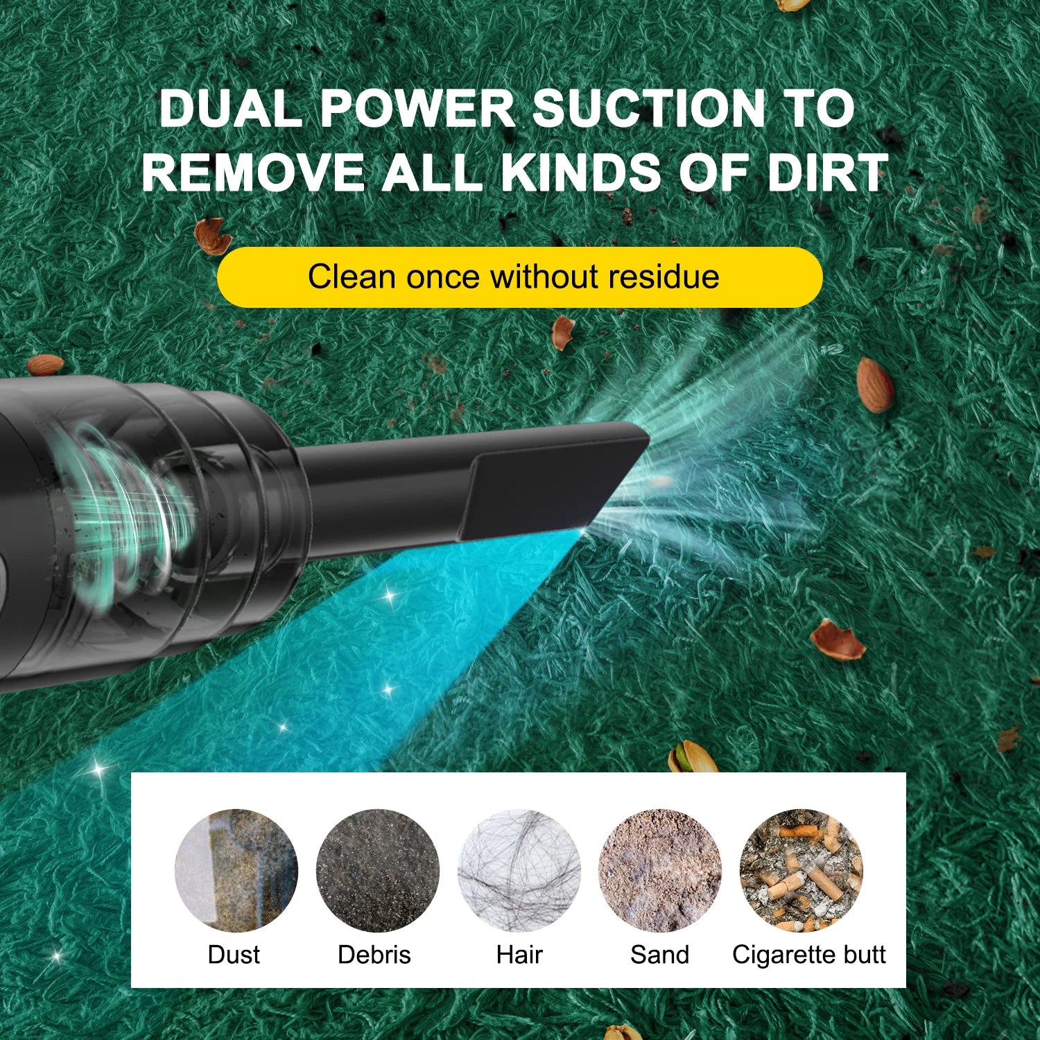 new Car vacuum cleaner household appliances portable battery long life powerful vacuum cleaner suitable for cleaning car debris - Smarsty