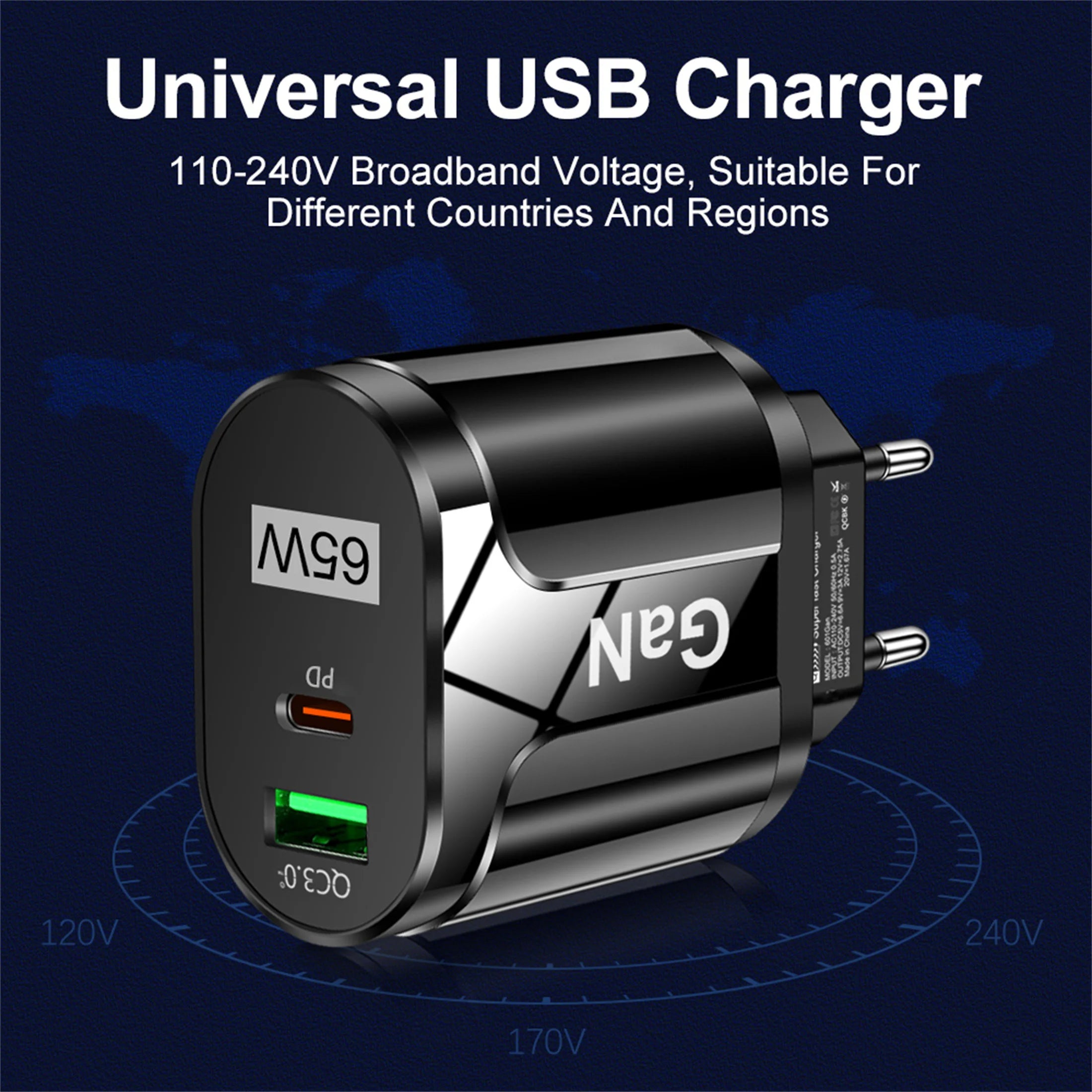GaN 65W USB C Charger PD Ultra FastCharge For Phones - Smarsty