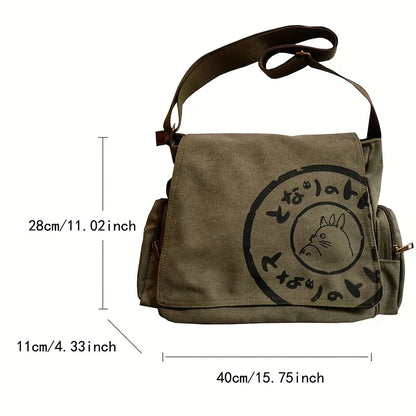 Vintage Cartoon Canvas Messenger Bag Women Large Capacity - Smarsty