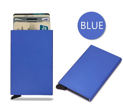 Rfid Credit Card Holder Metal Thin Slim Smart Wallet Men Women Wallets Pop Up Minimalist Small Black Purse Mini Walets for Men - Smarsty