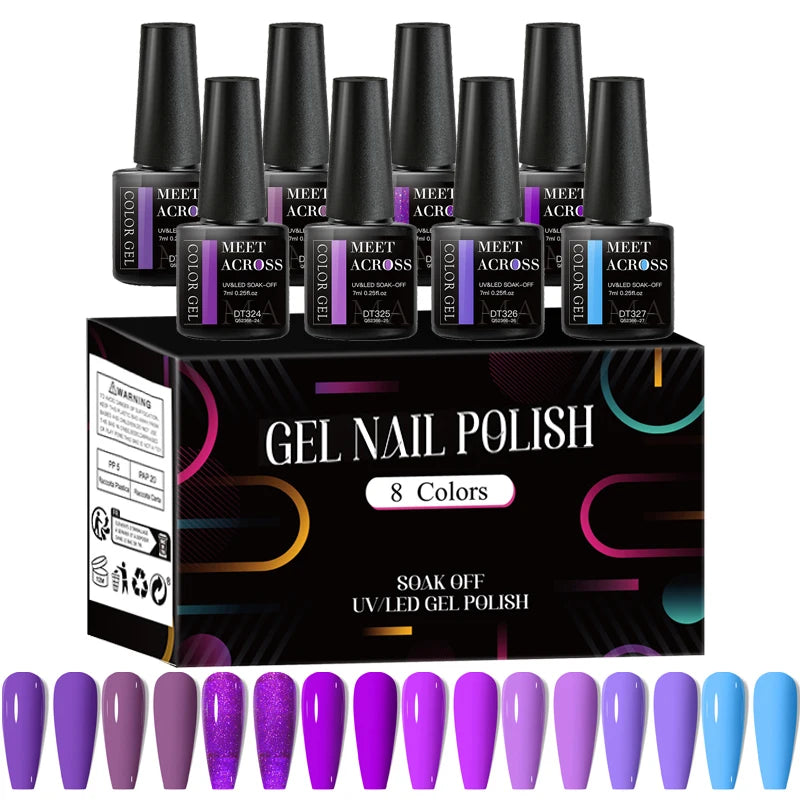 Fluorescent Gel Nail Polish Set With Glitter Finish - Smarsty