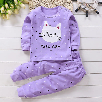 Cotton baby girl clothing winter newborn baby clothing set 2 sets of spring children's pajamas 0-5 year old baby cartoon casual by Smarsty