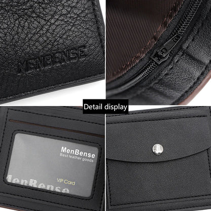 Slim Men Wallets New Short Zipper Card Holder Photo Holder Male Purse Simple Coin Pocket High Quality PU Leather Men's Wallet - Smarsty