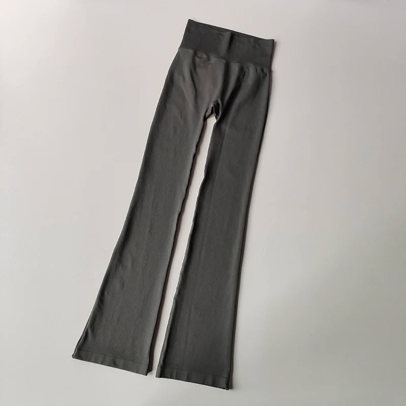 High Waisted Compression Without Awkward Lines Micro Flared Yoga Outdoor Wear Seamless Elastic Fitness Pants Lifting Leggings - Smarsty