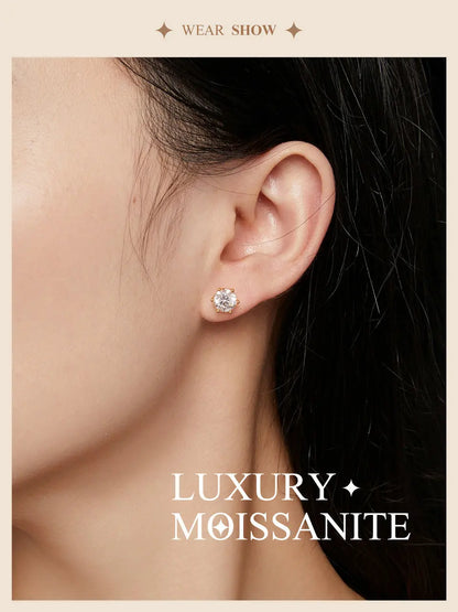 Moissanite Stud Earrings Sterling Silver Brilliant Cut - Smarsty