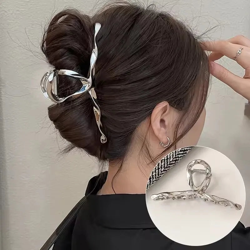 Korean Geometric Metal Hair Clip Durable Alloy Claw - Smarsty