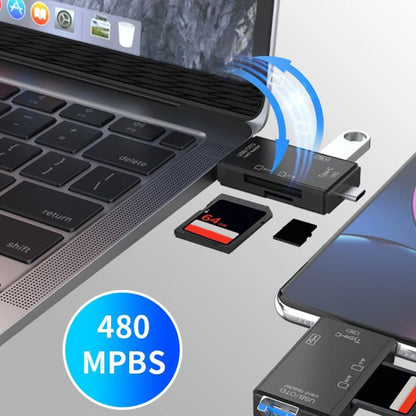6 IN 1 USB/Micro USB/Type C To SD TF Card Adapter 480Mbps OTG SD/TF Card Reader USB 3.0 USB C Card Reader Laptop PC Accessories