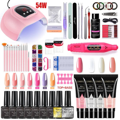 Acrylic Gel Nail Extension Kit with UV LED Lamp - Smarsty
