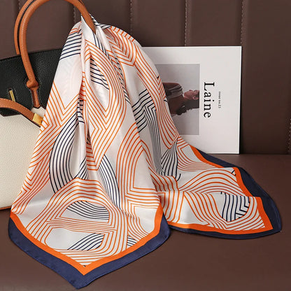 Luxury Silk Satin Headscarf for Women with Plaid Print - Smarsty