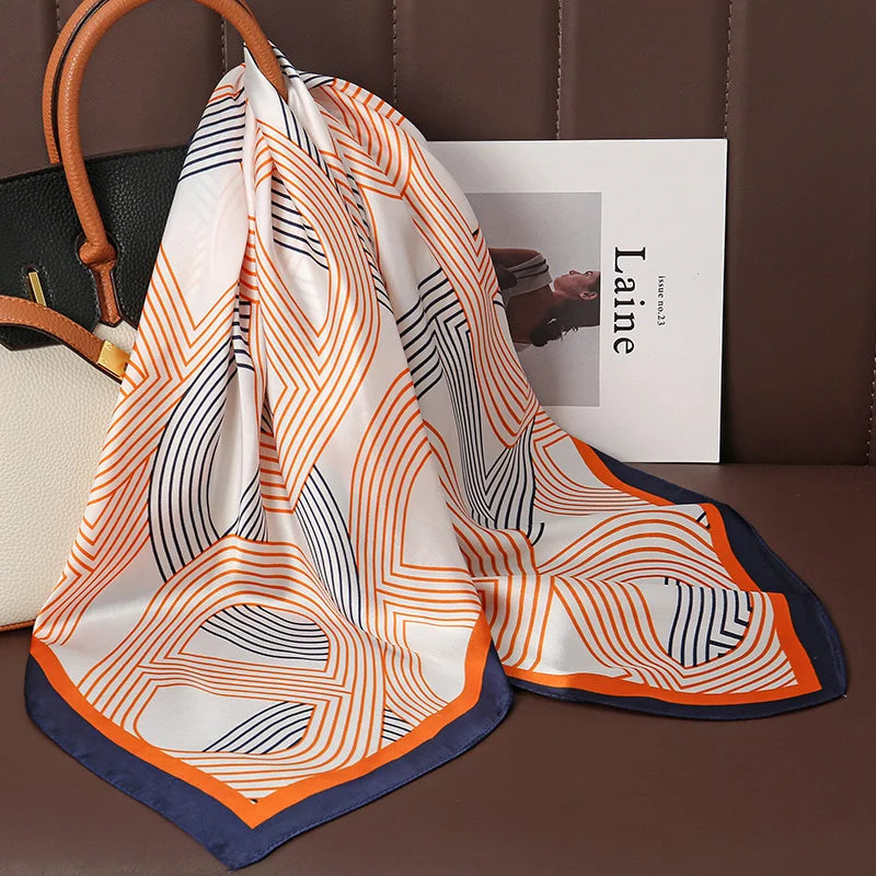Luxury Silk Satin Headscarf for Women with Plaid Print - Smarsty