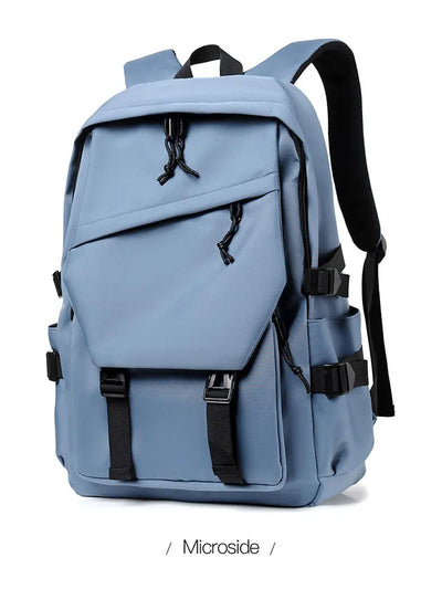 One 15 Inch Polyester Waterproof Solid Color Simple Men's Backpack Fashion Couple Student Computer Backpack - Smarsty