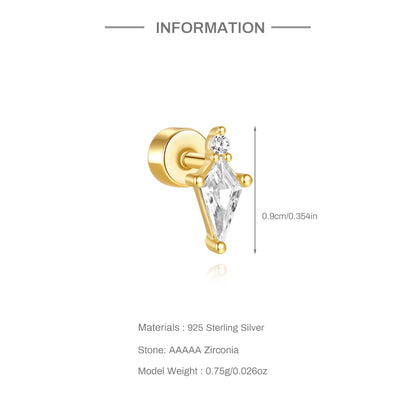 925 Silver Star Moon Zircon Stud Earrings Hypoallergenic - Smarsty
