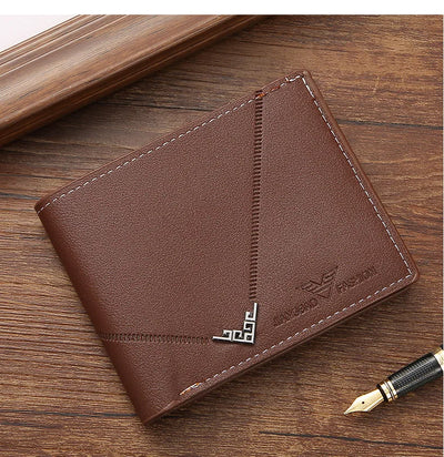 Men's Slim Money Clip Wallet Credit Card ID Holder Casual Male Leather Short Multi Card Holder Purses Business Man Bifold Wallet - Smarsty