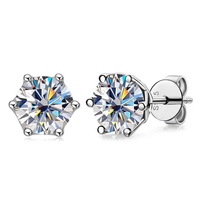 1 CT D Color Moissanite Stud Earrings Sparkling 925 Silver - Smarsty