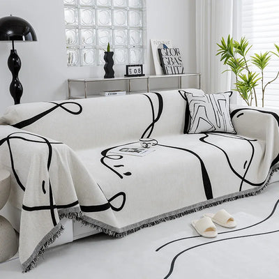 Black Chenille Sofa Cover for Dust Protection - Smarsty