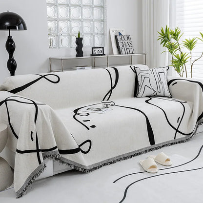 Black Chenille Sofa Cover for Dust Protection - Smarsty