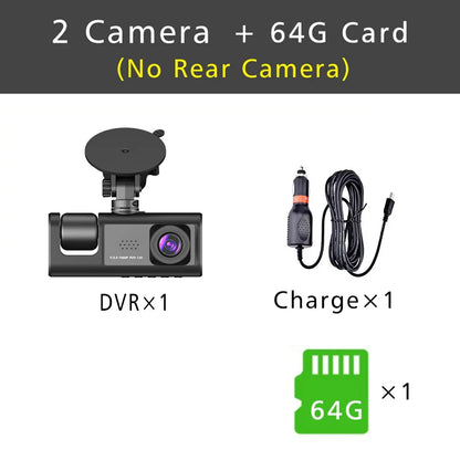 Three Channel Dash Cam 1080P With Three Lenses For Cars - Smarsty
