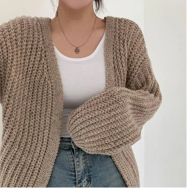 Vintage Harajuku Lantern Sleeve Women Cardigan Sweater Casual Korean Fall Streetwear Tops Coat Chic Lazy Wind Y2k Sweater - Smarsty