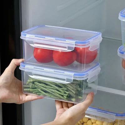 Kitchen Refrigerator Sealed Rectangular Refrigerator Storage Box with Lid Plastic Crisper Microwave-heated Lunch Box Storage Box by Smarsty