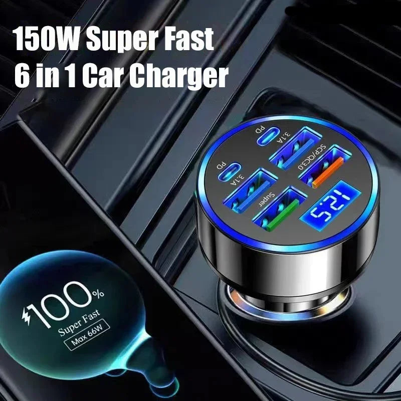 350W USB Car Charger PD QC3.0 USB C Car Phone Charger Type C Adapter for iPhone Samsung Huawei Xiaomi Quick Charge ﻿ - Smarsty