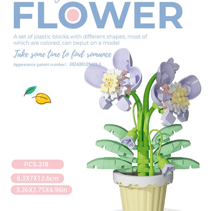 Building block flower simulation bouquet small particle assembly puzzle toy children's handmade DIY potted tabletop ornament - Smarsty