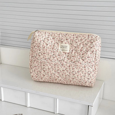 Vintage Floral Makeup Pouch Travel Organizer Large Capacity - Smarsty