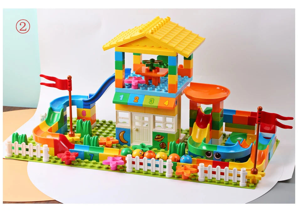 153PCS Big Particle Roof Blocks Compatible City House Big Size Slide Building Blocks Castle Brick Toys For Children - Smarsty