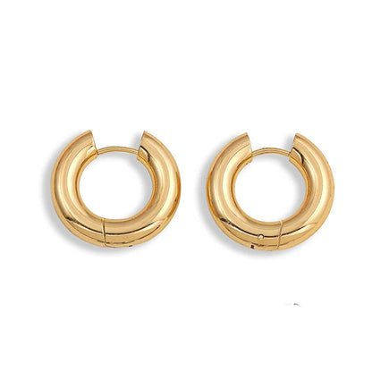 Gold Plated CZ Huggie Hoop Earrings Geometric U Shape - Smarsty