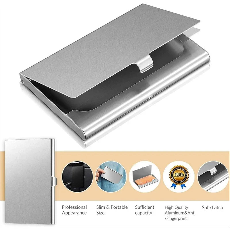 1 Pc Men Business Card Case Stainless Steel Aluminum Holder Metal Box Cover Women Credit Business Card Holder Case