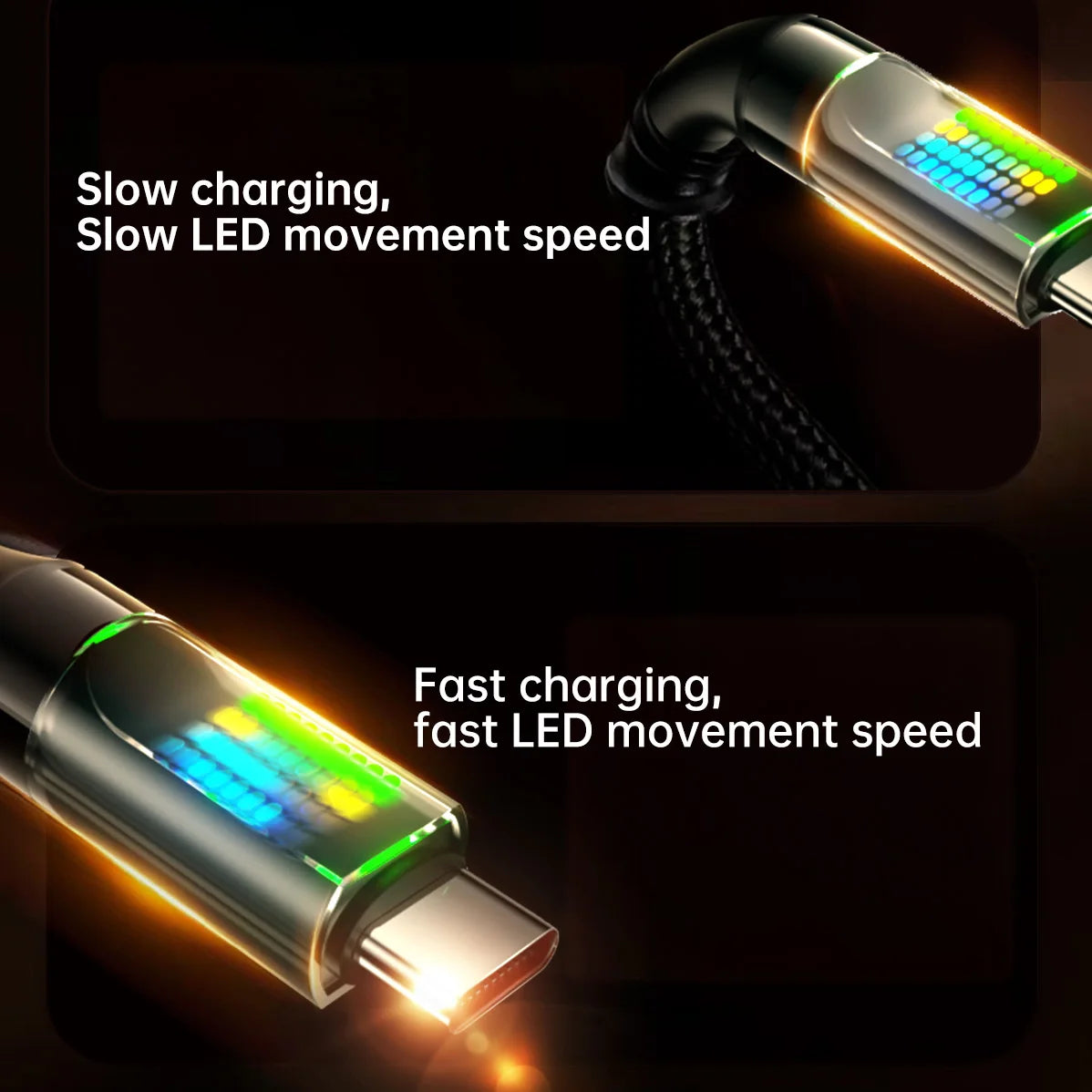 OOZCC 120W Type C Fast Charging Cable 6A USBA to Type C Nylon Data Cord for Xiaomi Samsung With Led Display USB C Cable - Smarsty
