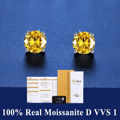Sterling Silver Moissanite Stud Earrings Certified D - Smarsty