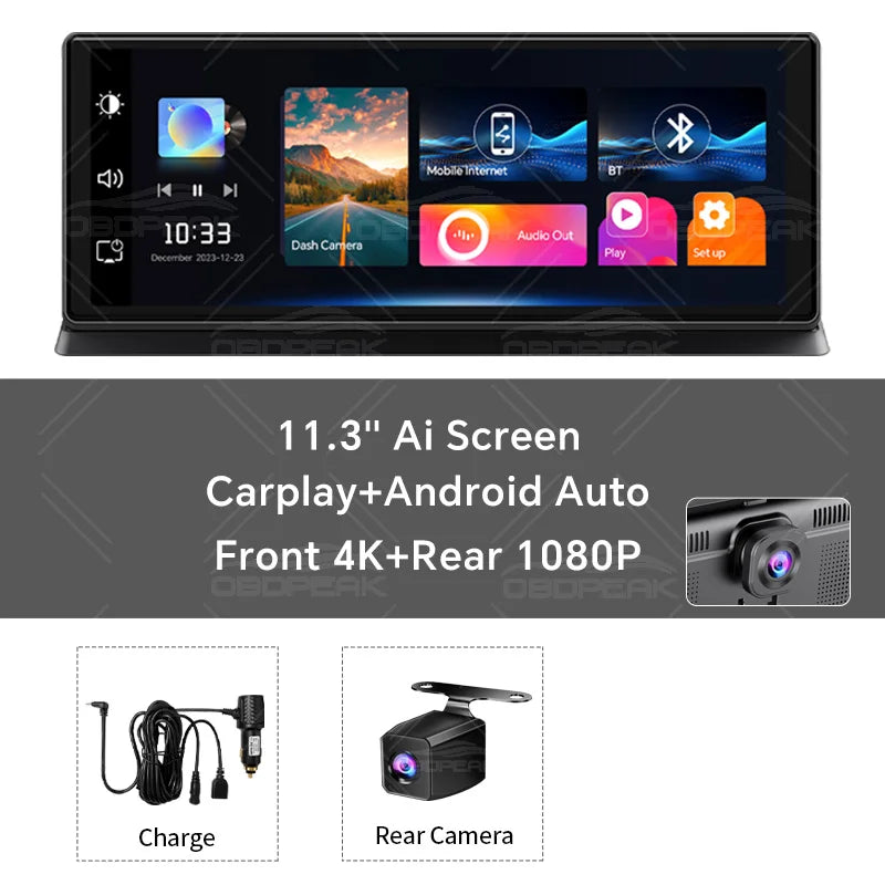 4K Car Dash Cam With Wireless CarPlay And GPS Navigation - Smarsty