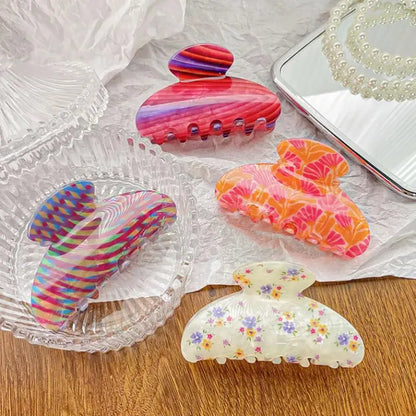Vintage Floral Hair Claw Clip Elegant Colorful Design - Smarsty